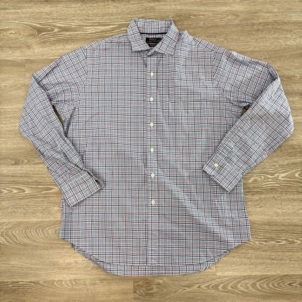 Polo Ralph Lauren Classic Fit Lightweight Cotton Plaid Shirt Blue L